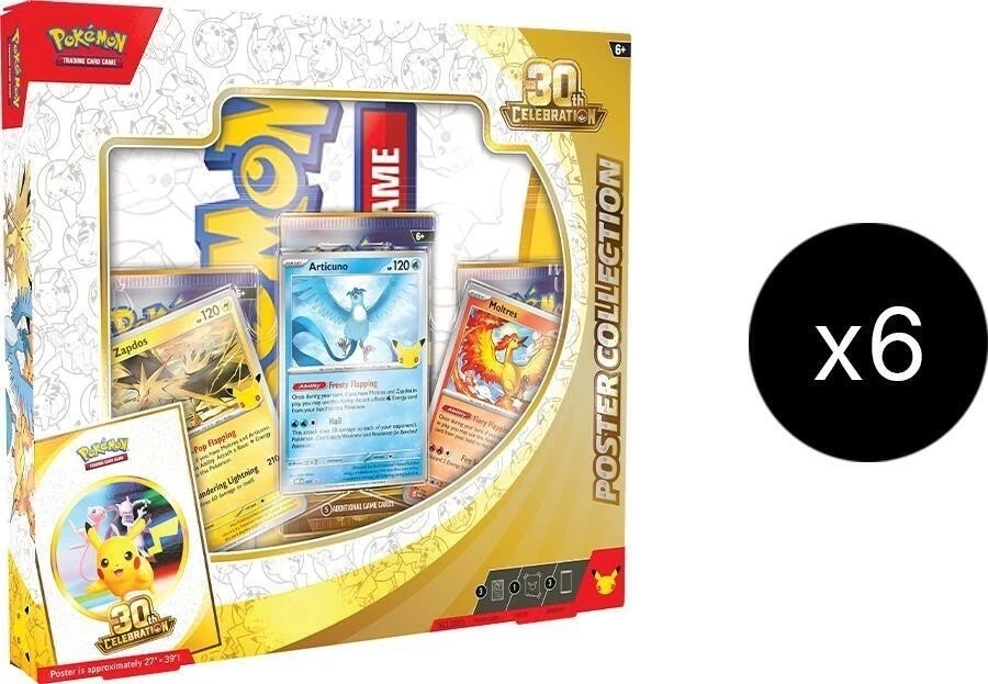 Pokemon TCG 30TH CELEBRATION POSTER COLLECTION CASE 6 box Factory Sealed PRESALE